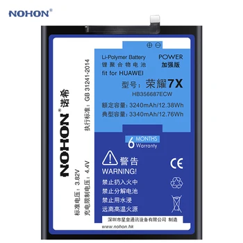 Nohon Batteri Til Huawei Honor 7X HB356687ECW 3240-3340 mAh med Høj Kapacitet Li-Polymer Batería Til Huawei Honor 7X Honor7X Batteri