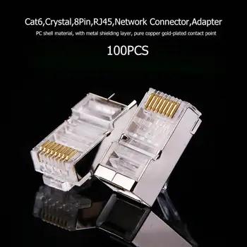 100Pcs Crystal 8Pin RJ45 Modular Stik Rj-45 netværkskabel Stik Adapter til Cat6 Rj45 Ethernet-Kabel Stik Hoveder PC