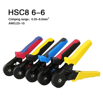 HSC8 6-6 Sekskant Crimpning Tænger selvjusterende Rørformede Terminal Crimper Værktøj 0.25-6mm 23-10AWG Crimp Tang Høj Præcision 10SA