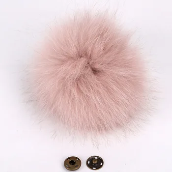 Vinteren fox fur bolden varm Skullies aftagelig naturlige pels pompom ensfarvet fashion damer pige tilbehør læder taske Beanie