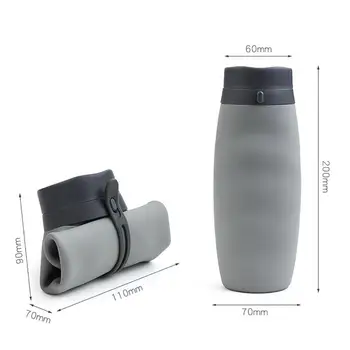 600ml Silikone Folde vandflaske Udendørs Sport Forsyninger Transportabel vandflaske Praktisk Rejse Anti-skoldning Isoleret