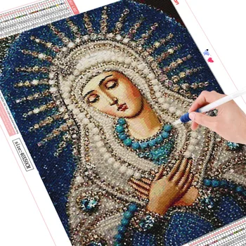 HUACAN 5D DIY Diamant Maleri Religiøse Diamant Broderi Madonna Fuld Drill-Pladsen Diamant Mosaik-Ikonet