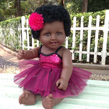Fuld vinyl silikone reborn baby pige dukke 50cm Løsøre Fælles Afrikansk Dukke Toy Sort Dukke Bedste Gave Toy Julegave