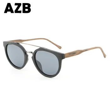 AZB Træ-Solbriller, Polariserede Linse UV400 Herre Vintage solbriller Træ Solbrille Kvinder oculos de sol masculino
