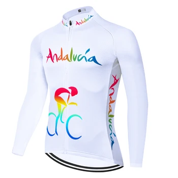 2020 Spanien Team ANDALUCIA trøje med lange ærmer sommer forår hurtig tør maillot cyclisme homme bike jersey