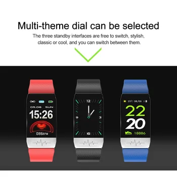 ONLIVING Smart Ur Kroppens Temperatur EKG-Sport Fitness Ur pulsmåler Musik Kontrol Smart Armbånd (Til IOS og Android)