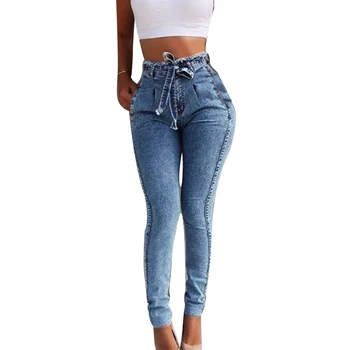 Kvinder Med Høj Talje Og Sort Bælte Elastisk Slim Jeans Denim Leggings Blyant Bukser Med Høj Talje Jean Legging Slank Strække Problemfri Bukser