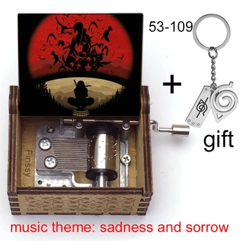 Anime Naruto Ilder Kakashi Print Træ Hånd Music Box Tema Sang Tristhed Og Sorg Fans Håndværk Fødselsdag Julegave