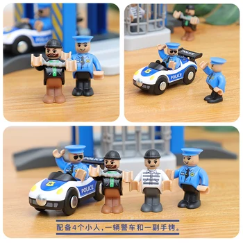 Simulering politistationen Samlet Puslespil Pædagogisk Legetøj Inerti Politi Bil Kompatibel Brand Træ-Jernbane-Legetøj til Børn