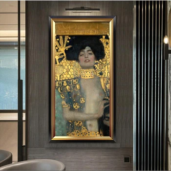 Judith og Holofernes af Kunstneren Gustav Klimt Klassisk Kunst Lærred Kunst Maleri Plakat Og Print Væggen Billede til Hjemmet Indretning