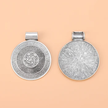ZXZ 2stk Tibetansk Sølv Store Boho Medallion Round Charms Vedhæng til Halskæde Smykker at Gøre Resultaterne 76x62mm