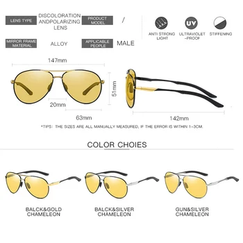 2020 Mænd Polariserede Solbriller Dag Night Vision Kørsel Fotokromisk Linse Kvinder Briller Tilbehør UV400 gafas de sol hombre