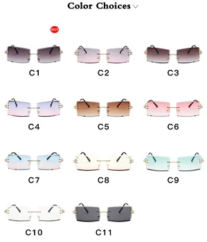2020 vintage Solbriller Kvinder, Mærke, Design, Mode Uindfattede Gradient Sol Briller Nuancer Skære Linse Damer Rammeløse Briller