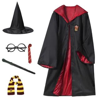 Cosplay Kostume Kappe Tørklæde Uafgjort Magic Wand Hat Hermione Skole Uniform Kjole Halloween Kostumer Julegaver D-38