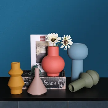 Nordisk ins Morandi farve keramisk vase stue møbler desktop tørrede blomster blomst arrangement container hjem dekoration
