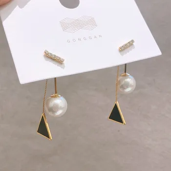 Pearl Earwomen nye mode øreringe til kvinder 2020 erklæring trekant pearl lange øreringe creoles d oreilles femme