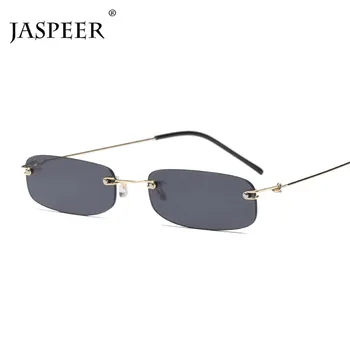 JASPEER Retro Smalle Solbriller Mænd Uindfattede Rektangulære solbriller Til Kvinder Lille Ansigt Simple Punk Mode Eyewear