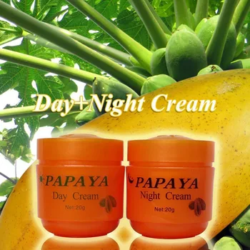 2 stk/Sæt 20g Day Cream + 20g Papaya Night Cream Whitening Creme til Ansigtet for Anti Fregne Forbedre Mørk Hud Forfriskende Hud