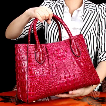 Ægte Læder luksus Krokodille Kvinde Pakke Skrå Skoletaske Enkelt Skulder frue håndtasker kvinder crossbody tasker til designer