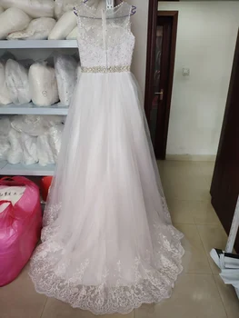 Fansmile Nye Vestidos de Novia Vintage Bolden Kjole Tyl Brudekjole 2020 Prinsesse Kvalitet Lace Wedding Bride Dress FSM-019T