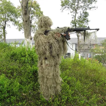 Offentlig CS Bionic Græs Ghillie Suit Taktiske Sniper Camouflage Sæt Med Hoody Riffel Dækker Jagt Bekæmpe Jungle Clothess