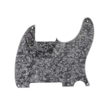 Musiclily 5 Hul Tele Pickguard Blank for Fender USA/Mexicanske Telecaster Esquire Guitar, 4Ply Black Pearl