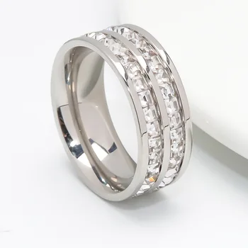 CIBO zircon side rustfrit stål ring, ring 2021 hot stil i Europa og Amerika mand kvinde kan bære fine smykker