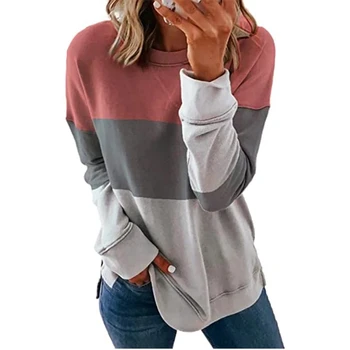 Pullovere kvinder hættetrøjer blandet farve løs kvindelige pullovere lang-ærmet casual toppe kvinder sweatshirts plus størrelse s-5xl