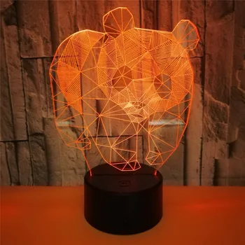 Mindre Panda Usb Mærkelige 3d Led Nat Lys Brugerdefinerede Panda Dejlig 7 farve ændre 3D-Lampe julepynt gave til baby