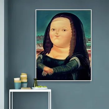 Nordisk Sjove Kunst Mona Lisa Lærred Malerier Af Fernando Botero Berømte Væg Kunst, Plakater Og Prints Abstrakt Kunst, Billeder Cuadros
