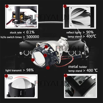 ROYALIN Bil Bi-Xenon Mini-1.8 Metal Linse 12V HID Lygten Projektor Lamper H4 H7 Universal Auto Motercycle Lys Eftermontering DIY