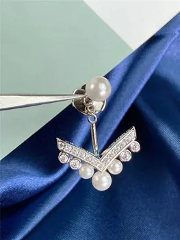 Elegante Varme Helt Naturlig Pearl Stud Øreringe Kvinder I Sterling Sølv Sæt AAA Syntetisk Diamant Top Kvalitet Bijoux Gaver