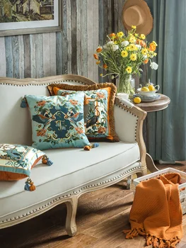 Blå Orange Amerikansk, Europæisk Stil Lys Luksus Britiske Pudebetræk Sofa Ryg Pude Sengen Pudebetræk
