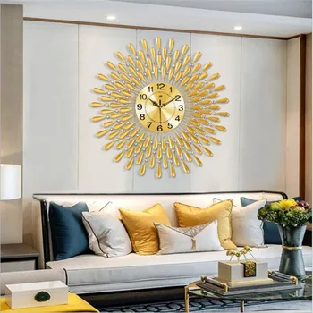 Mode krystal væg ur hjem se dekoration stue-TV baggrund væggen metal hængende ur