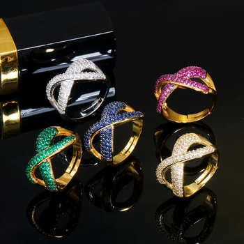 CWWZircons Designer På Tværs Af Røde, Grønne Cubic Zirconia Kvinder, Guld Farve Justerbare Ringe Engagement Smykker Bedste Ven Gave R164