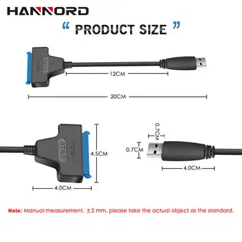 Hannord Sata til USB Adapter USB 3.0 SATA III Harddisk Adapter Kabel Op til 6 Gbps UASP Støtte 2,5 Tommer SSD HDD Harddisk