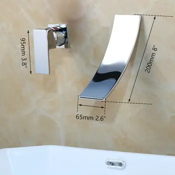 JIENI vægmonteret Vandfald Badeværelse med Badekar Hane Chrome Massiv Messing Badeværelse Håndvask Vask Vandhane Håndtag 1 Hot & Koldt blandingsbatteri