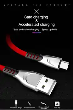 For Samsung S20 S10 S9 S8 Huawei USB-C Hurtig Opladning-Wire, USB Type C-Kabel til Mobiltelefoner, Xiaomi Redmi USB-C Oplader Ledning