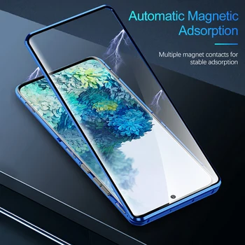 Magnetisk Flip Dobbelt Glas Tilfældet For Samsung Galaxy S8 S9 S10 Plus S20 S21 20 Ultra Note 8 9 10 A51-A71-A8 Plus 360 Fuld Dækning