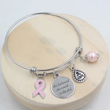 Nye Ankomst Brystkræft Armbånd Expandble Rustfrit Stål Armbånd Smykker til Kvinder Pulsera
