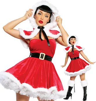 Sød Rød Jul Dress Kvinder Sexet Lille Rød Hætte Kostumer Lady Santa Claus Kostume