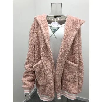 Efterår og vinter jakke kvinder frakke 2019 mode koreansk stil for plus size kvinder teddy pels kvindelige casual jakke kvinde pusheen