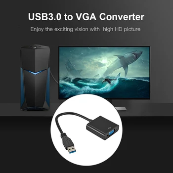 USB 3.0-til-VGA-Display Adapter 1080P Multi-Display Ekstern Konverter Kabel til den Bærbare PC Skærm, Projektor Windows 7/8