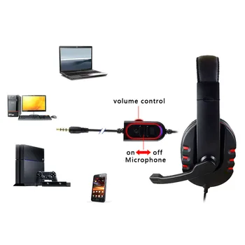 3,5 mm Hoved-monteret Kabel-Spil Gaming Headset Headset med støjreduktion Kontrol af Mikrofonens Lydstyrke for Bærbare PC, PS4 Smartphone
