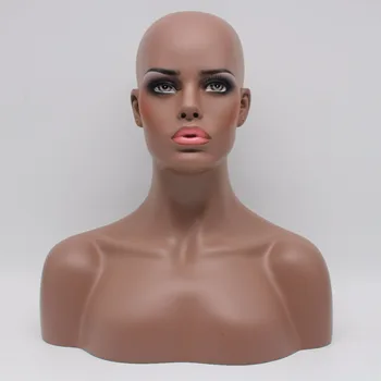Realistisk Glasfiber African American Sort Tæve Mannequin Hoved Buste Til Parykker