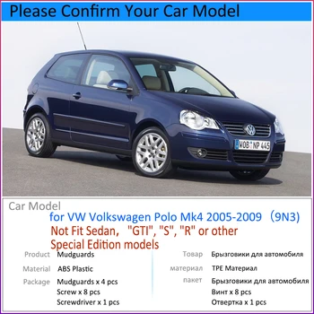 Stænklapper for Volkswagen VW Polo Mk4 9N3 2005~2009 2006 2007 2008 Tilbehør til Bilen Mudflap Fender Auto Reservedele