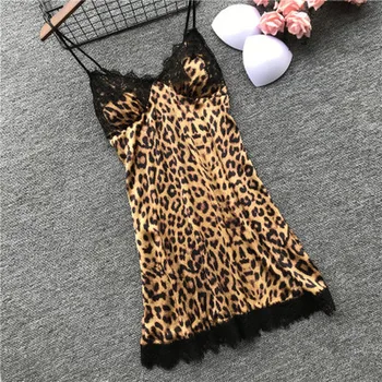 QWEEK silke Pyjamas for Kvinder, Pijama Mujer leopard Pyjamas Sæt Kvinder 2020 Sommeren Blonder Sexet Lingeri, nattøj med Bryst Pad