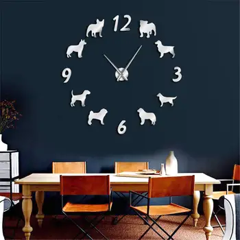DIY-vægur Forskellige Hunderacer, Store Hunde-Elskere Pet Ejere Gigantiske Wall Clock Moderne Design DIY Hvalpe Væg Ur Hjem Indretning