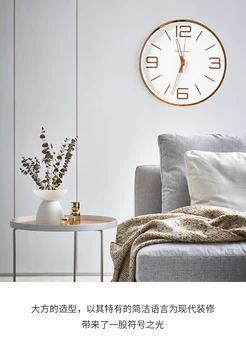 Rose Gold Metal-vægur Tavs Minimalistisk Stue vægure Hvid Kreative Vogue Reloj De Skrabede Moderne Hjem AB50WC