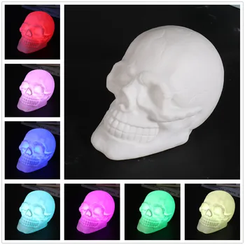 Skull Hoved Party Gave LED Klappede Børnene Hjem Natten Lys Farverige Atmosfære USB-Opladning-Fjernbetjeningen Halloween Dekoration